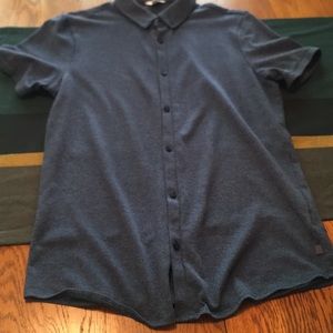 Dark Blue Cotton Button Up Shirt by Calvin Klein